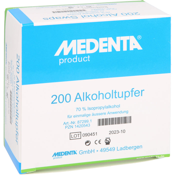 MEDENTA Alkoholtupfer, 200 pc Écouvillon