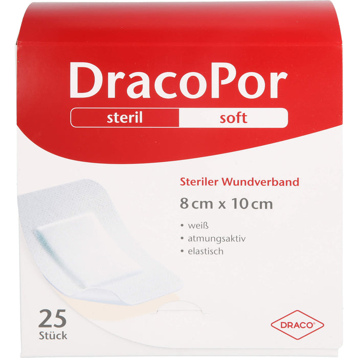 DracoPor soft weiß 8 cm x 10 cm steriler Wundverband, 25 pc Pansements