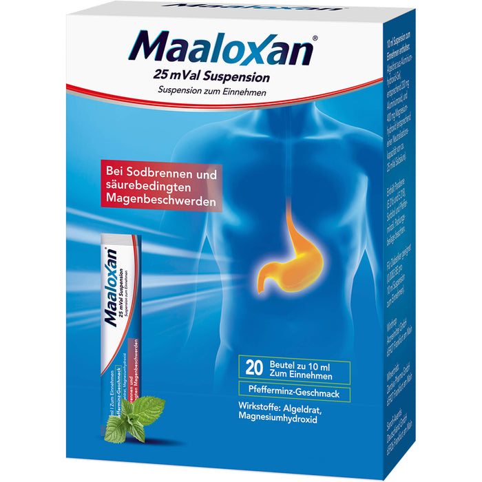 Maaloxan 25 mVal Suspension Pfefferminz bei Sodbrennen, 20 St. Beutel