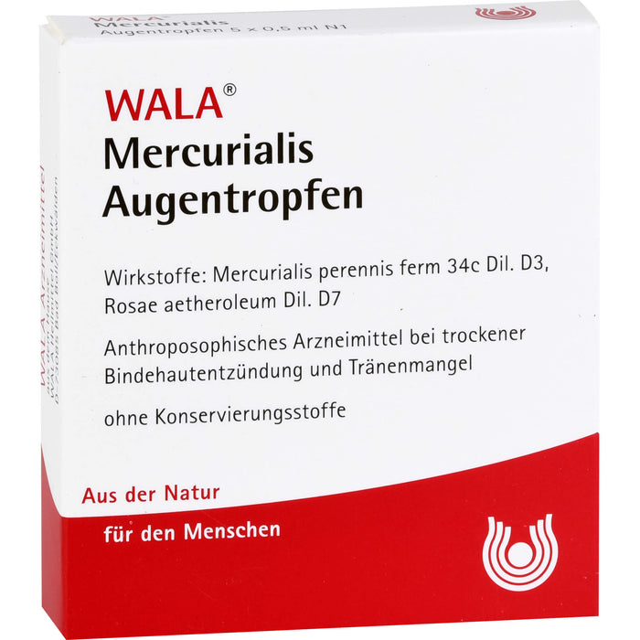 WALA Mercurialis Augentropfen bei trockener Bindehautentzündung und Tränenmangel, 5 pcs. Solution