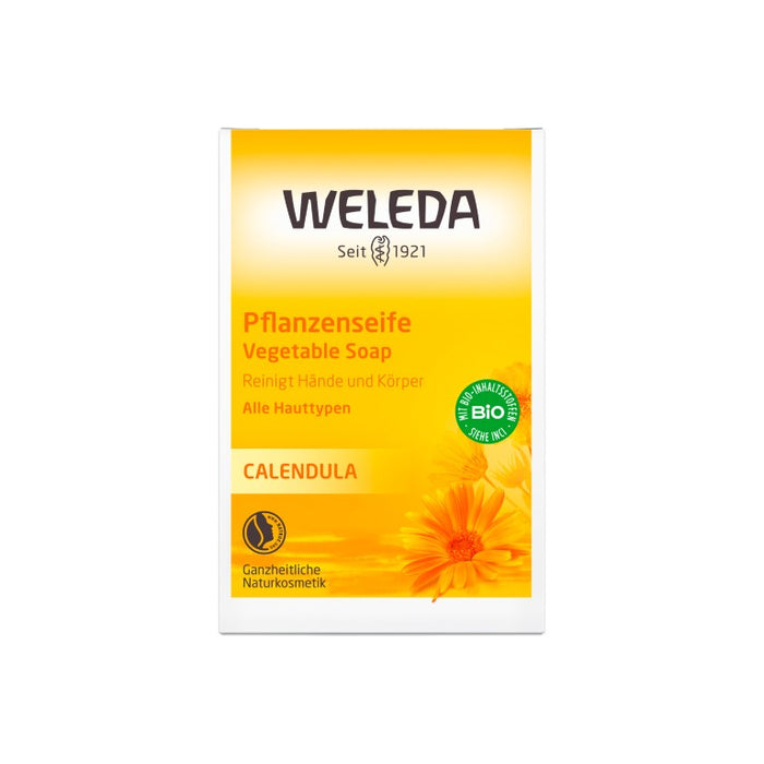 WELEDA Calendula Pflanzenseife - reinigt Hände und Körper, 1 St. Seifenstück