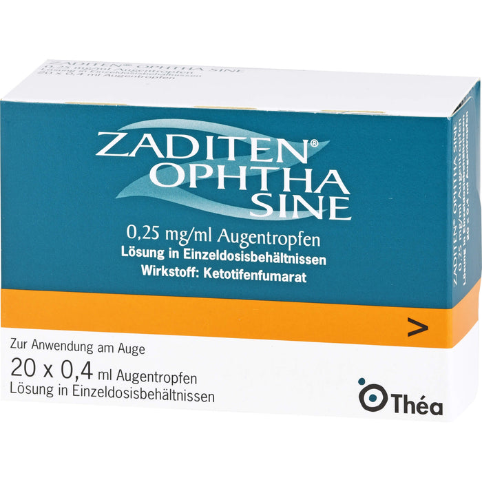 ZADITEN Ophtha sine Lösung bei allergischer Konjunktivitis, 20 pcs. Single-dose pipettes