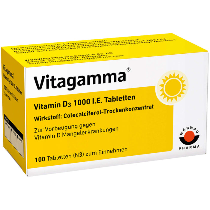 Vitagamma Vitamin D 3 1000 I.E. Tabletten, 100 pcs. Tablets