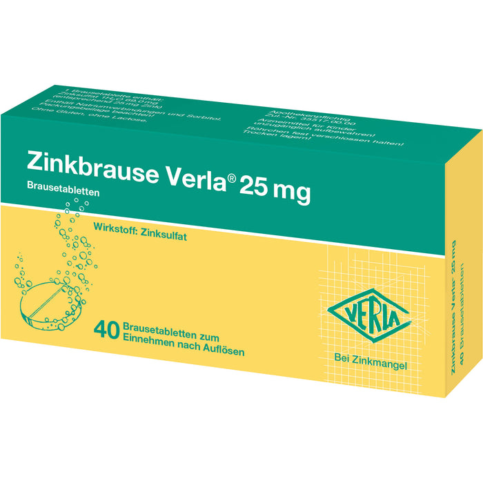 Zinkbrause Verla 25 mg Brausetabletten, 40 pcs. Tablets