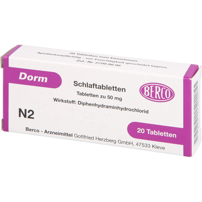 Dorm Schlaftabletten, 20 pc Tablettes