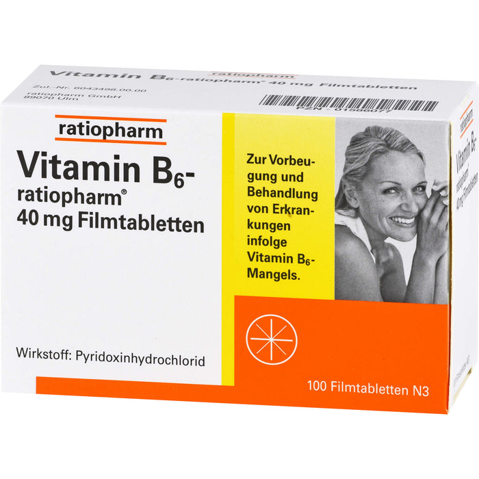 Vitamin B6-ratiopharm 40 mg Filmtabletten, 100 pc Tablettes