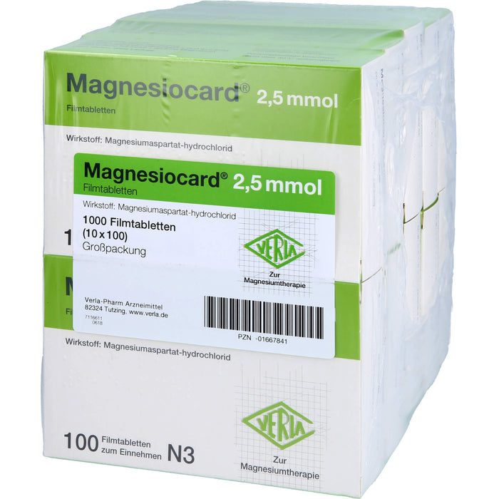 VERLA Magnesiocard 2,5 mmol Filmtabletten bei Magnesiummangel, 1000 pc Tablettes