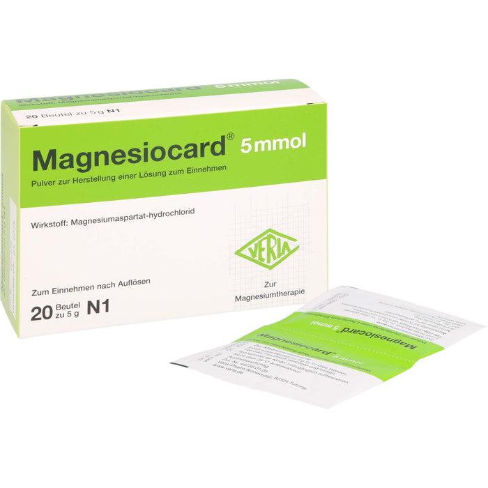 Magnesiocard 5 mmol Beutel zur Magnesiumtherapie, 20 pcs. Sachets