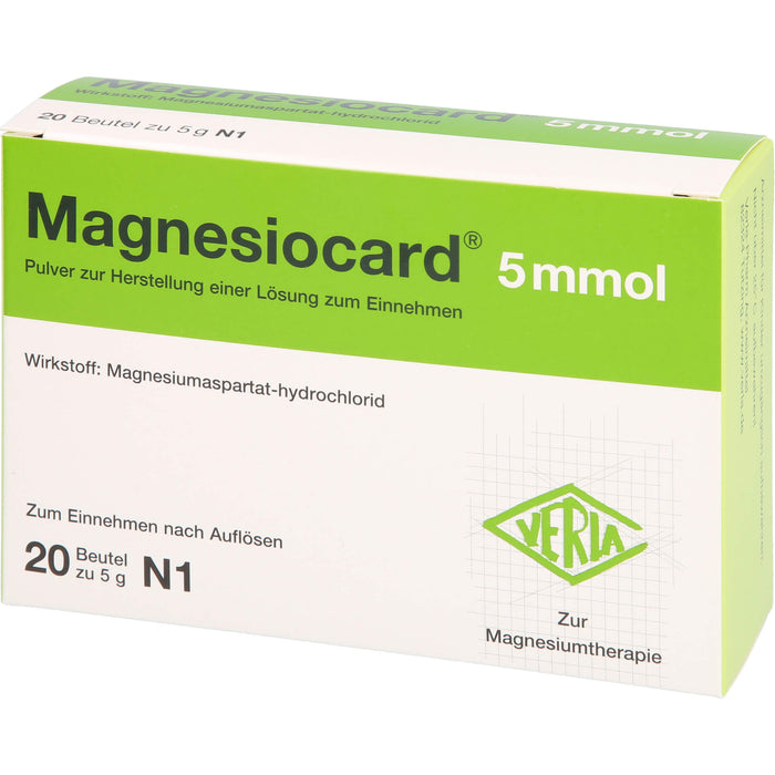 Magnesiocard 5 mmol Beutel zur Magnesiumtherapie, 20 pcs. Sachets