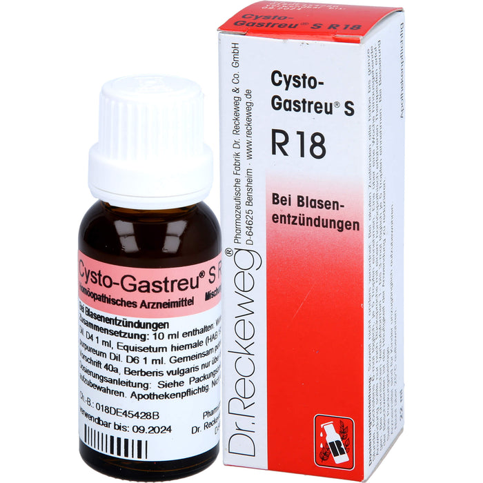 Dr.Reckeweg Cysto-Gastreu S R18 Tropfen bei Blasenentzündungen, 22 ml Lösung