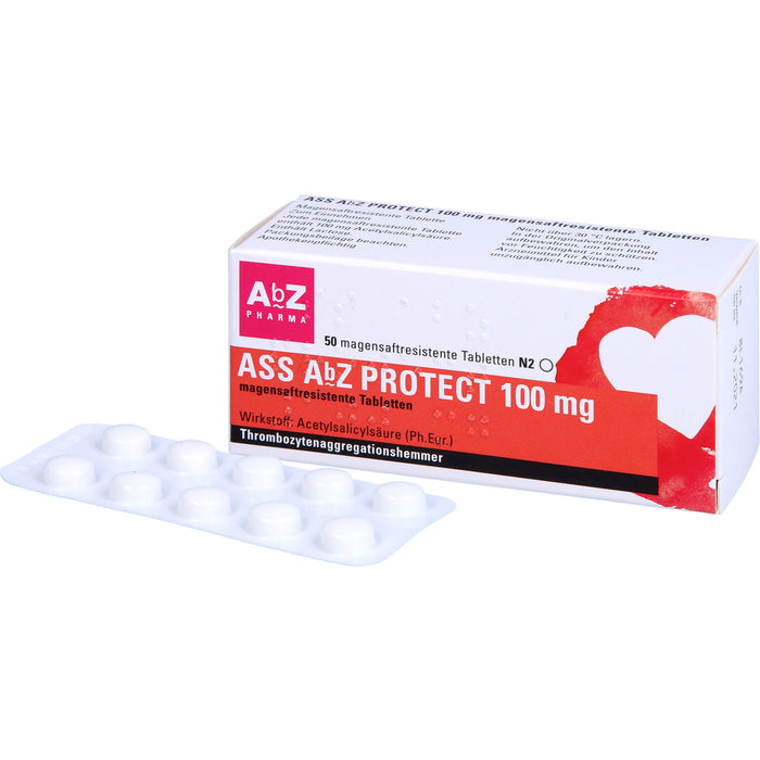 ASS AbZ Protect 100 mg magensaftresistente Tabletten, 50 St. Tabletten