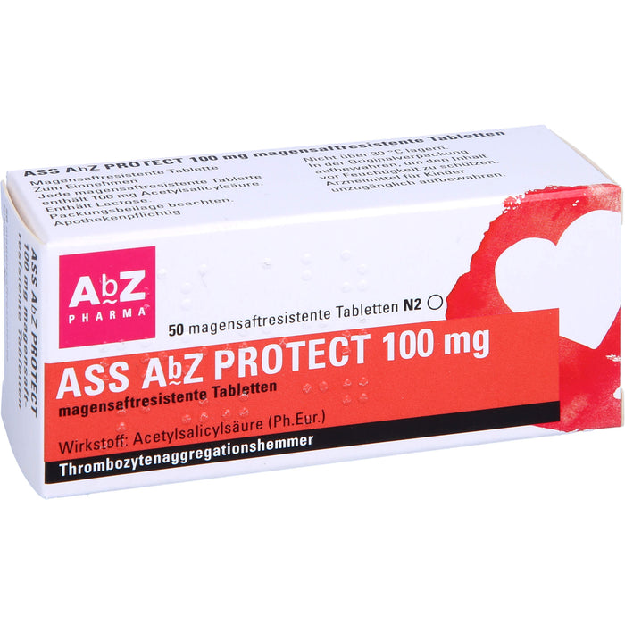 ASS AbZ Protect 100 mg magensaftresistente Tabletten, 50 St. Tabletten