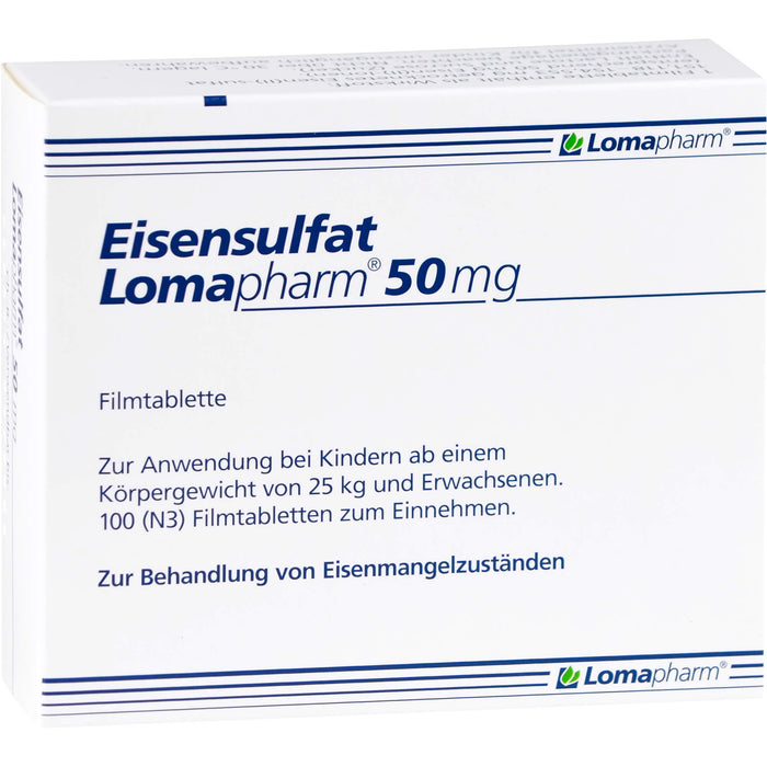 Eisensulfat Lomapharm 50 mg, Filmtablette, 100 St. Tabletten