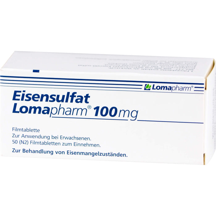 Eisensulfat Lomapharm 100 mg Filmtabletten bei Eisenmangelzuständen, 50 pc Tablettes