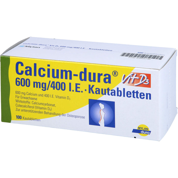 Calcium-dura Vit D3 600 mg/400 I.E. Kautabletten, 100 pc Tablettes