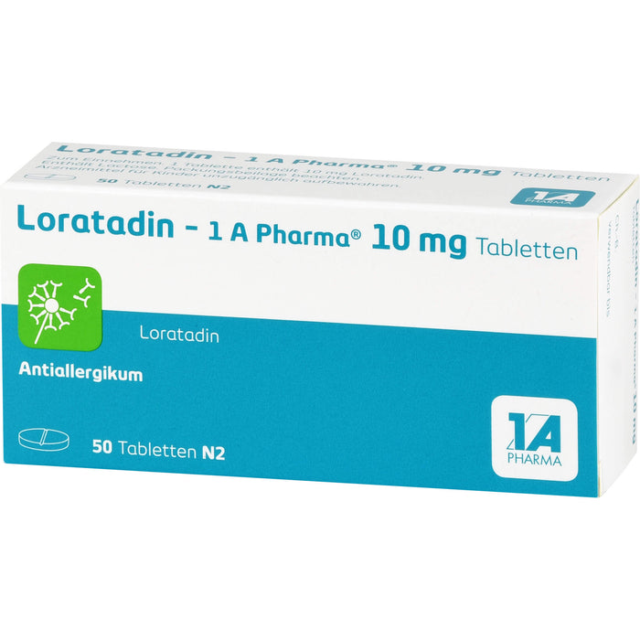 1 A Pharma Loratadin akut 10 mg Tabletten bei Allergien, 50 pc Tablettes