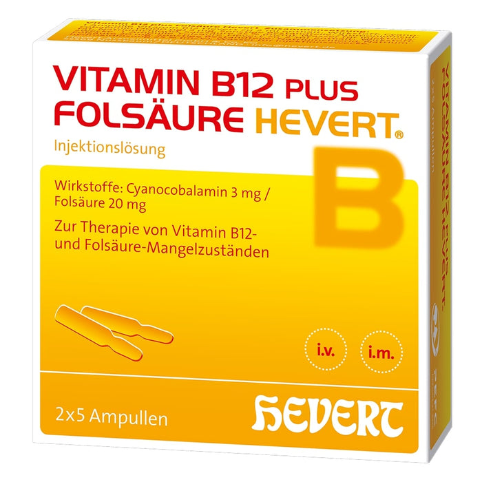 Vitamin B12 plus Folsäure Hevert Ampullen, 10 pc Ampoules