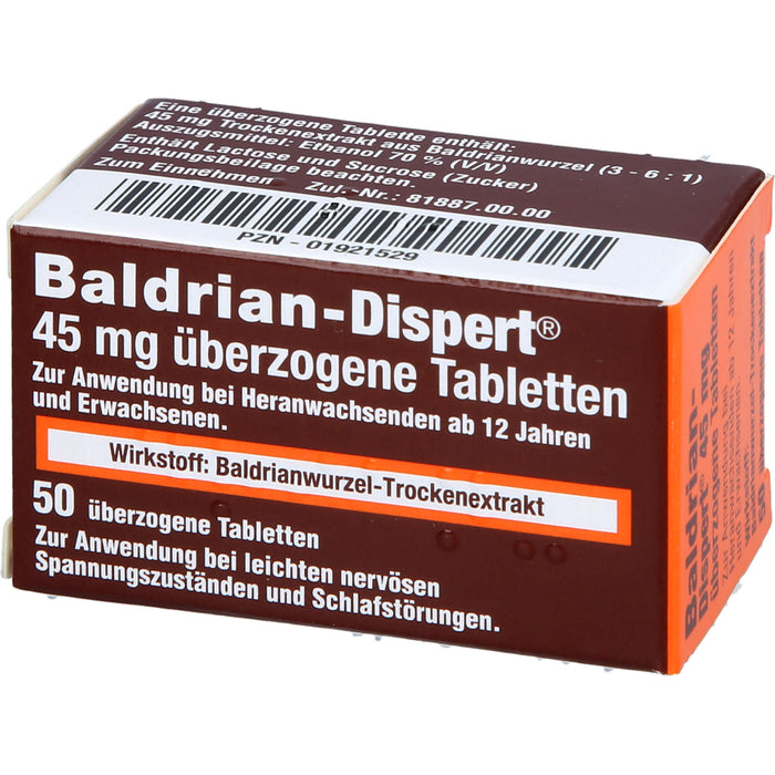 Baldrian-Dispert 45 mg überzogene Tabletten, 50 St. Tabletten