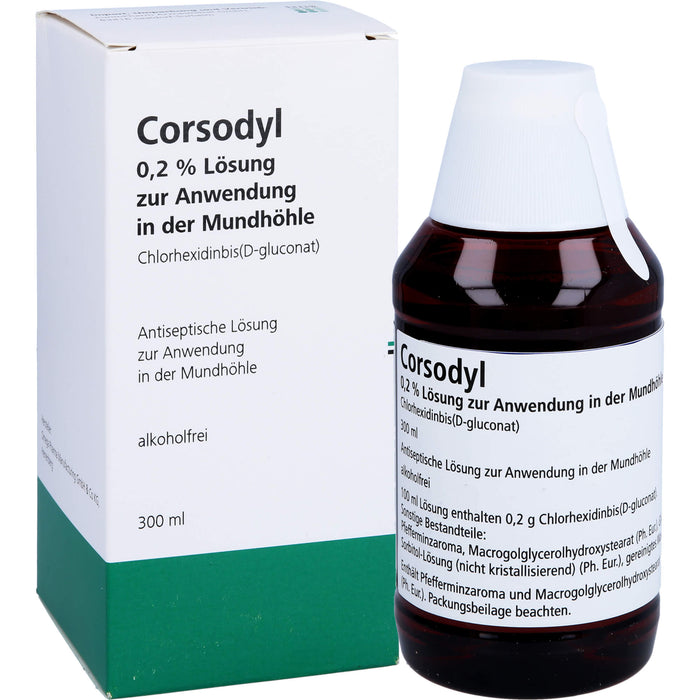 CORSODYL Lösung zum Spülen des Mund- und Rachenraumes Reimport EurimPharm, 300 ml Solution