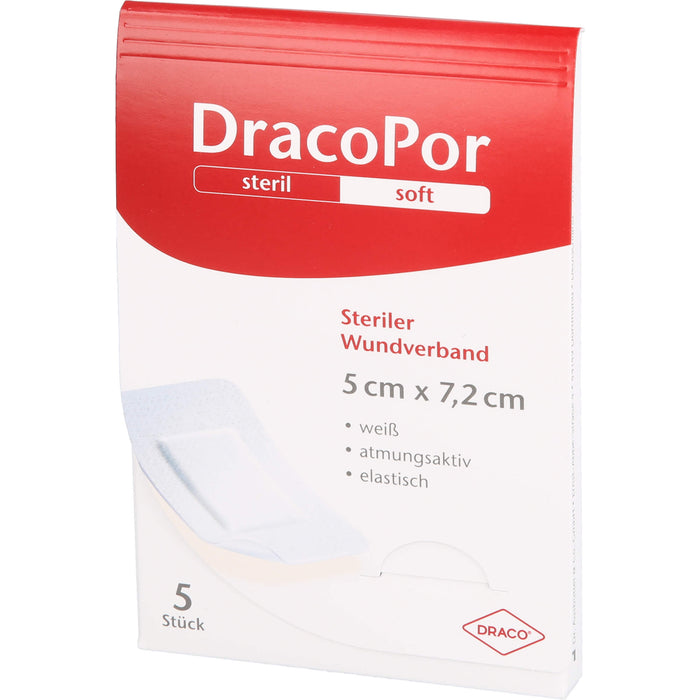 DracoPor soft  5 cm x 7,2 cm weiß steriler Wundverband, 5 St. Wundauflagen