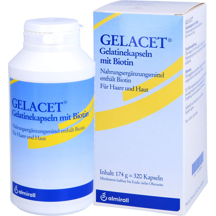 GELACET Gelatinekapseln mit Biotin für Haare und Haut, 320 pc Capsules