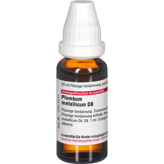 Plumbum metallicum D8 DHU Dilution, 20 ml Lösung