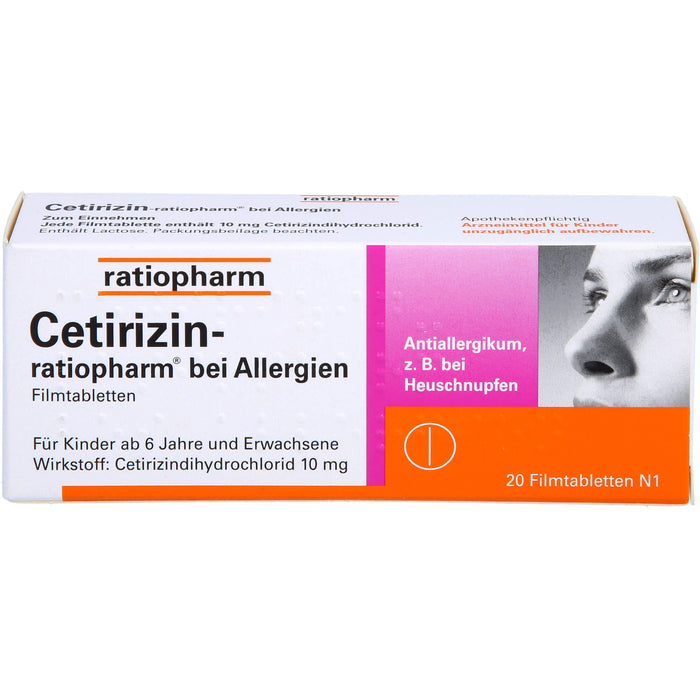 Cetirizin-ratiopharm 10 mg bei Allergien Filmtabletten, 20 pcs. Tablets