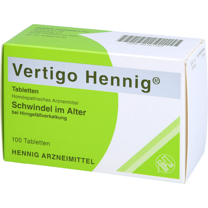 Vertigo Hennig Tabletten bei Hirngefäßverkalkung, 100 pc Tablettes