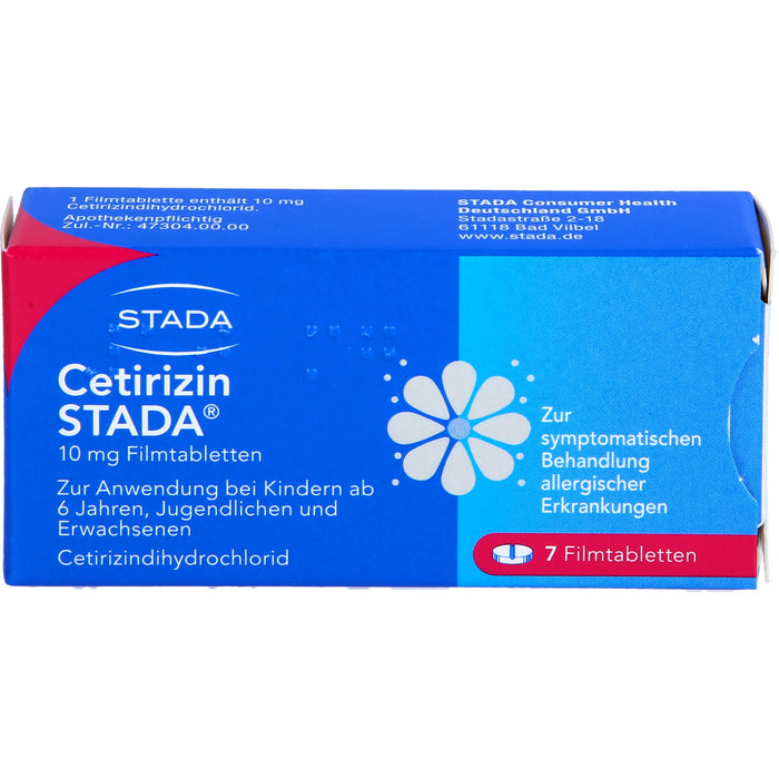 Cetirizin STADA 10 mg Filmtabletten zur symptomatischen Behandlung allergischer Erkrankungen, 7 St. Tabletten