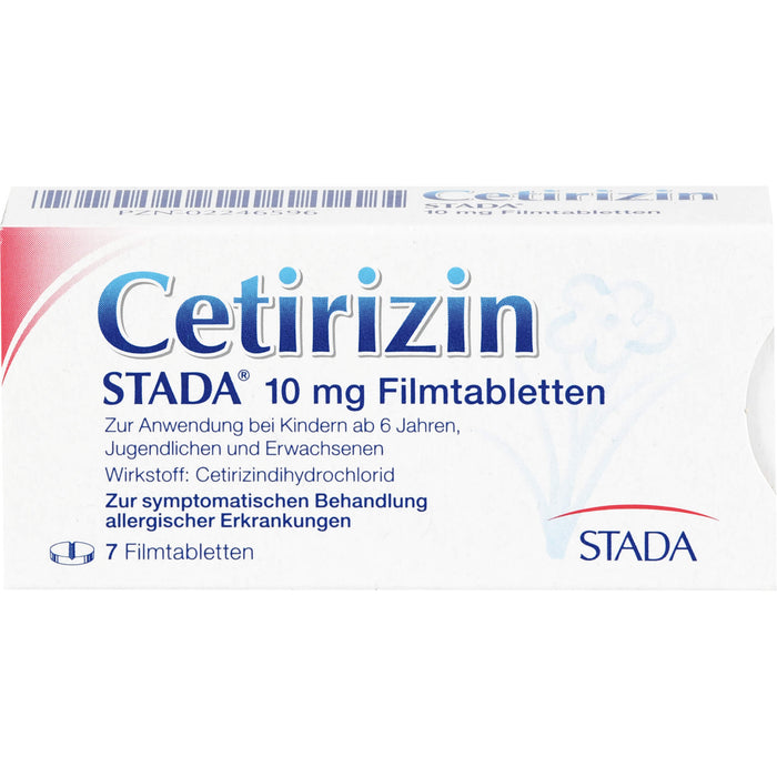 Cetirizin STADA 10 mg Filmtabletten zur symptomatischen Behandlung allergischer Erkrankungen, 7 St. Tabletten