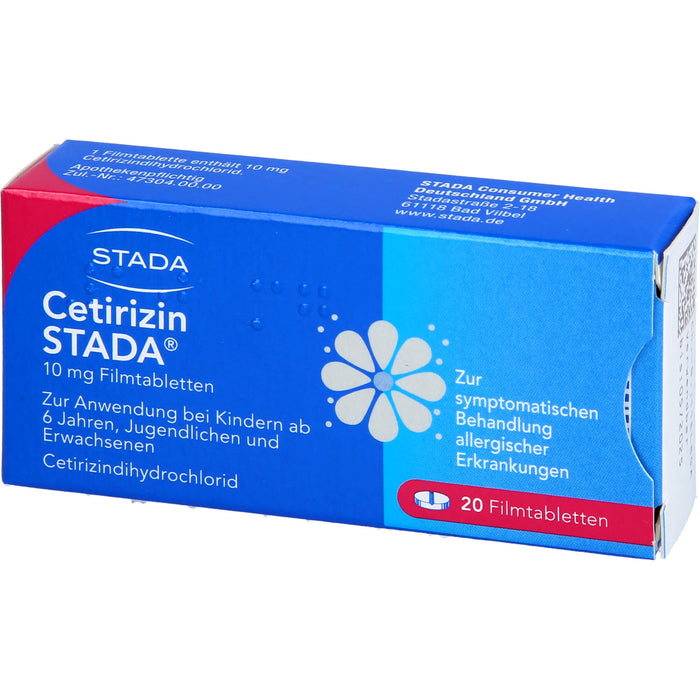 Cetirizin STADA 10 mg Filmtabletten zur symptomatischen Behandlung allergischer Erkrankungen, 20 St. Tabletten