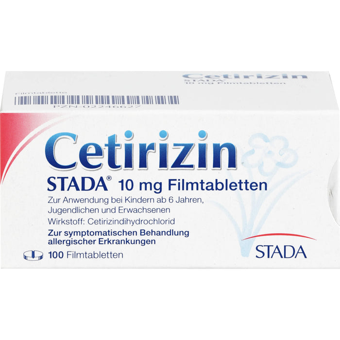 Cetirizin STADA 10 mg Filmtabletten zur symptomatischen Behandlung allergischer Erkrankungen, 100 St. Tabletten