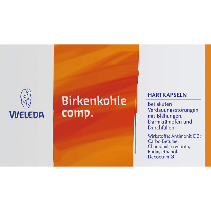 WELEDA Birkenkohle comp. Hartkapseln bei akuten Verdauungsstörungen mit Blähungen, Verdauungskrämpfen und Durchfällen, 50 pcs. Capsules