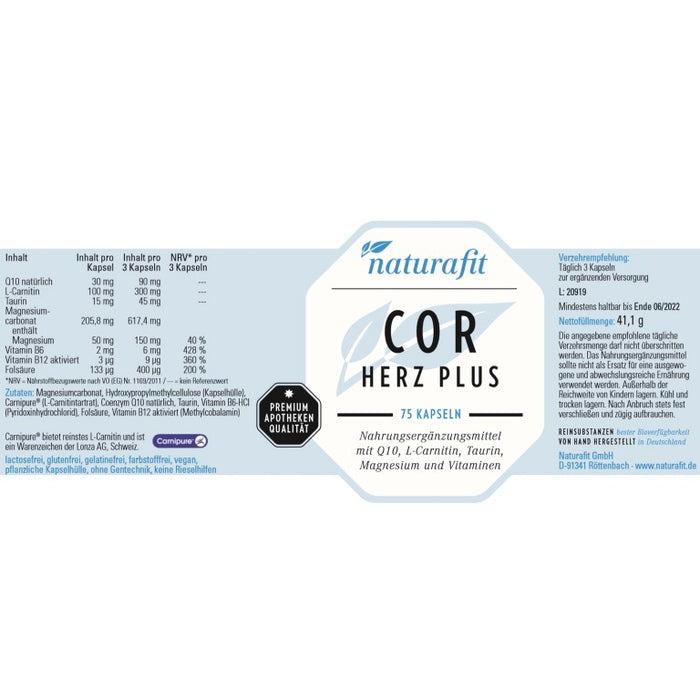 naturafit Cor Herz Plus Kapseln, 75 pc Capsules