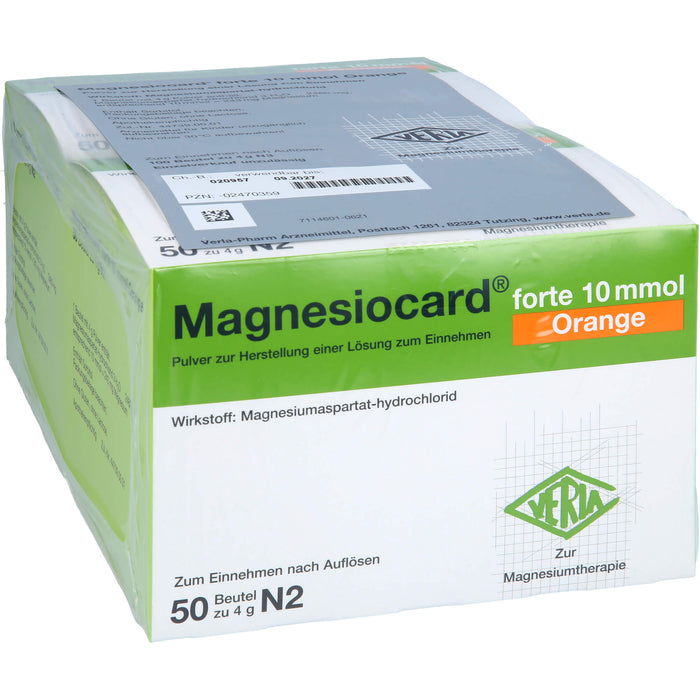 Magnesiocard forte 10 mmol Orange Pulver zur Magnesiumtherapie, 100 pcs. Sachets