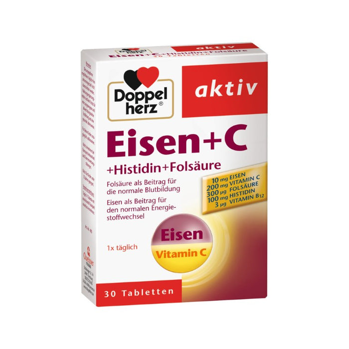 Doppelherz Eisen + Vitamin C + L-Histidin Tabletten, 30 pc Tablettes