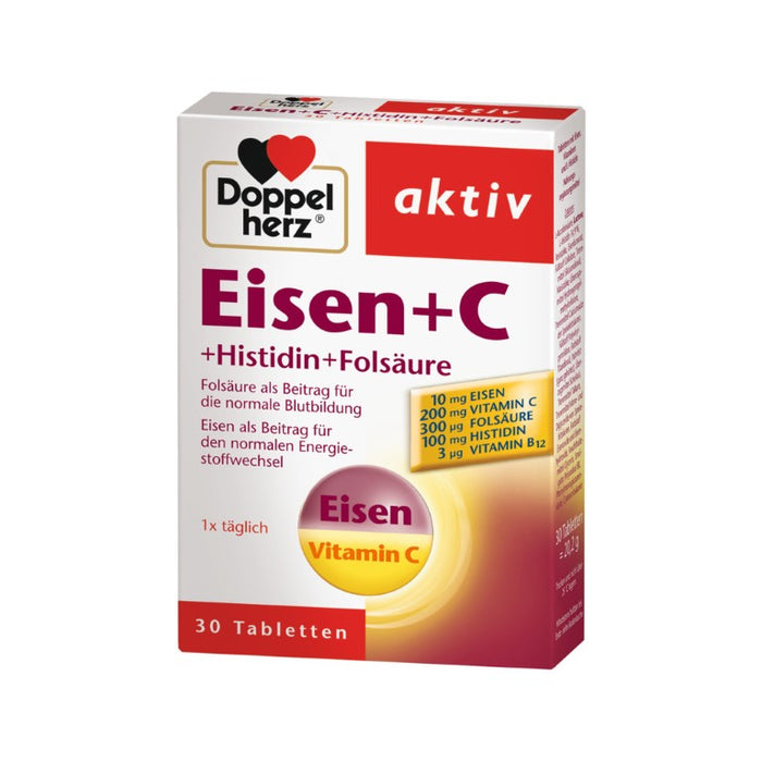 Doppelherz Eisen + Vitamin C + L-Histidin Tabletten, 30 pc Tablettes