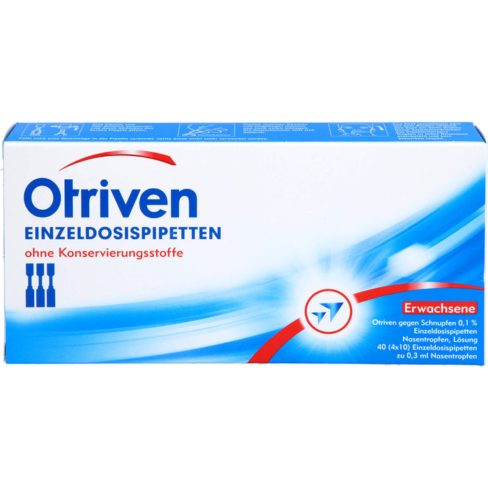 Otriven 0,1 % ohne Konservierungsstoffe Einzeldosispipetten für Erwachsene, 40 pc Pipettes à dose unique