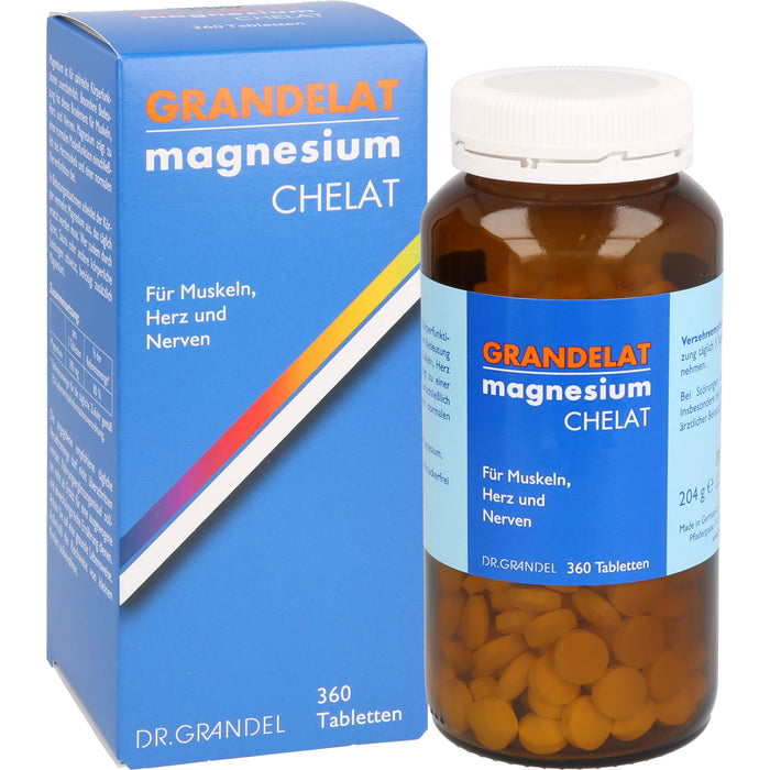 Grandelat Magnesium Chelat Tabletten für Muskeln, Herz und Nerven, 360 pc Tablettes