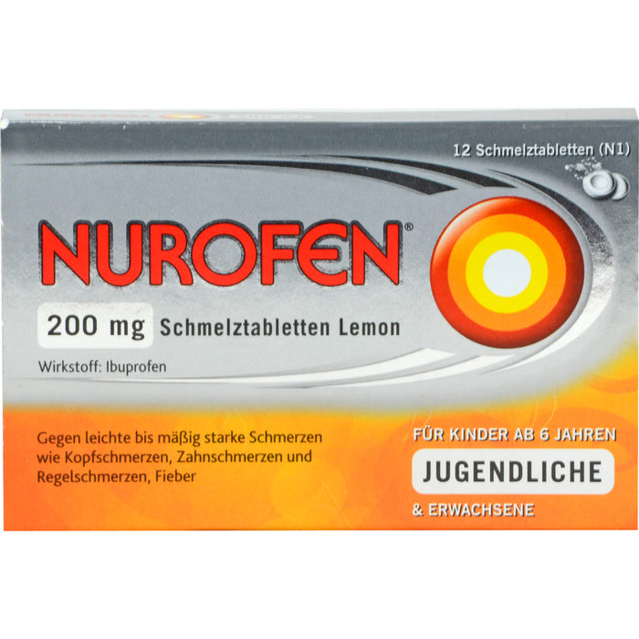 Nurofen Schmelztabletten Lemon bei Kopfschmerzen ab 6 Jahren 200mg, 12 pc Tablettes