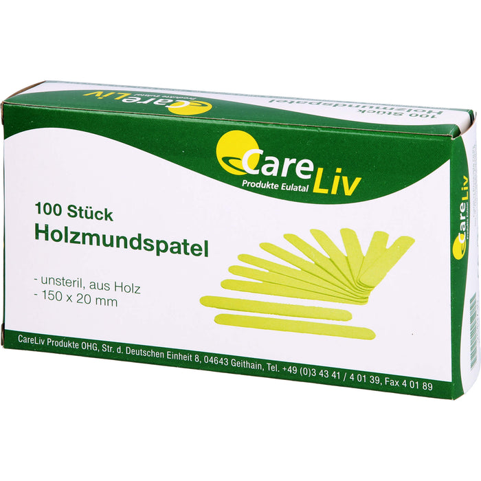 Careliv Holzmundspatel 150 x 20 mm, unsteril aus Holz, 100 pc Spatule en bois