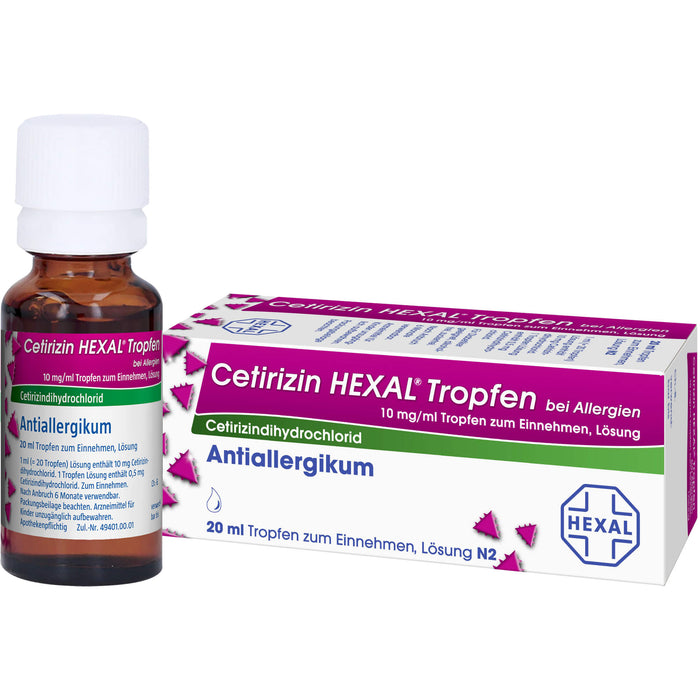 Cetirizin HEXAL Tropfen bei Allergien, 20 ml Lösung