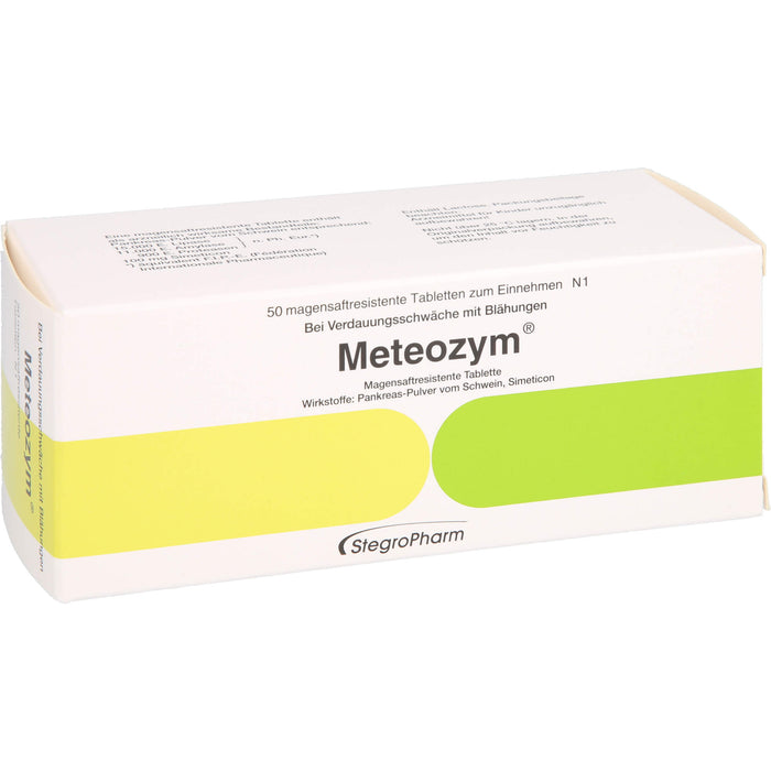 Meteozym Tabletten bei Verdauungsschwäche mit Blähungen, 50 pcs. Tablets