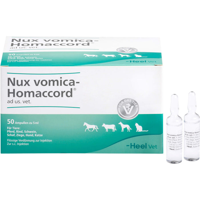 Nux vomica-Homaccord ad us.vet. flüssige Verdünnung für Pferd, Rind , Schwein, Ziege, Hund und Katze, 50 pc Ampoules