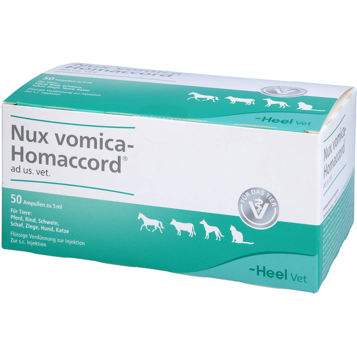 Nux vomica-Homaccord ad us.vet. flüssige Verdünnung für Pferd, Rind , Schwein, Ziege, Hund und Katze, 50 St. Ampullen