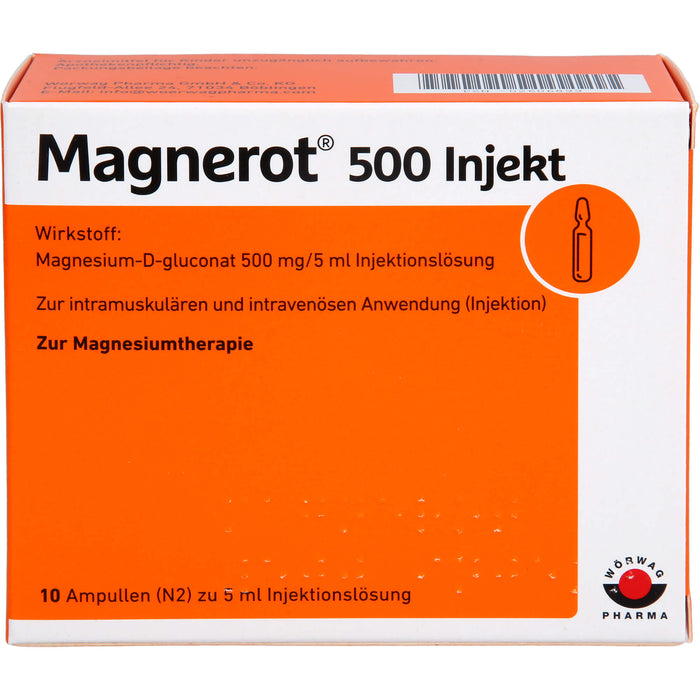 Magnerot 500 Injekt zur intramuskulären und intravenösen Anwendung, 10 pcs. Ampoules