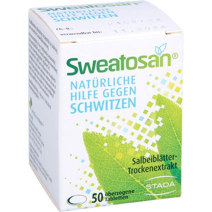 Sweatosan Tabletten natürliche Hilfe gegen Schwitzen, 50 pc Tablettes