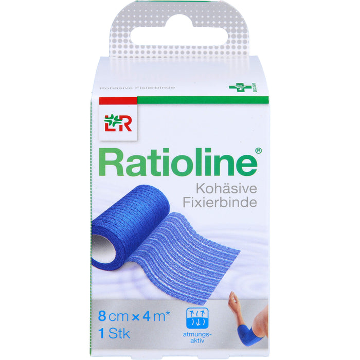 Ratioline acute Fixierbinde Kohäsiv 8cmx4m blau, 1 St BIN