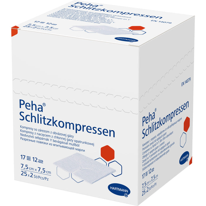 Peha Schlitzkompressen steril 7,5 x 7,5 cm, 50 pcs. Compresses