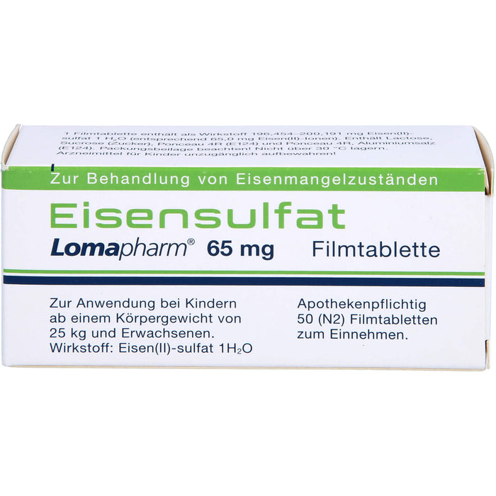 Eisensulfat Lomapharm 65 mg Filmtabletten, 50 pcs. Tablets